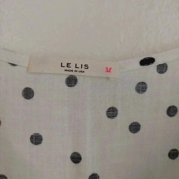 Le Lis Size Large Cotton Blend Polka Dot Crop Tie Back Top - Picture 5 of 6